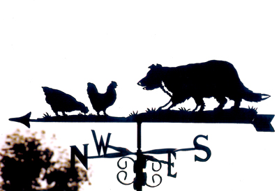 Collie with Hens weather vane